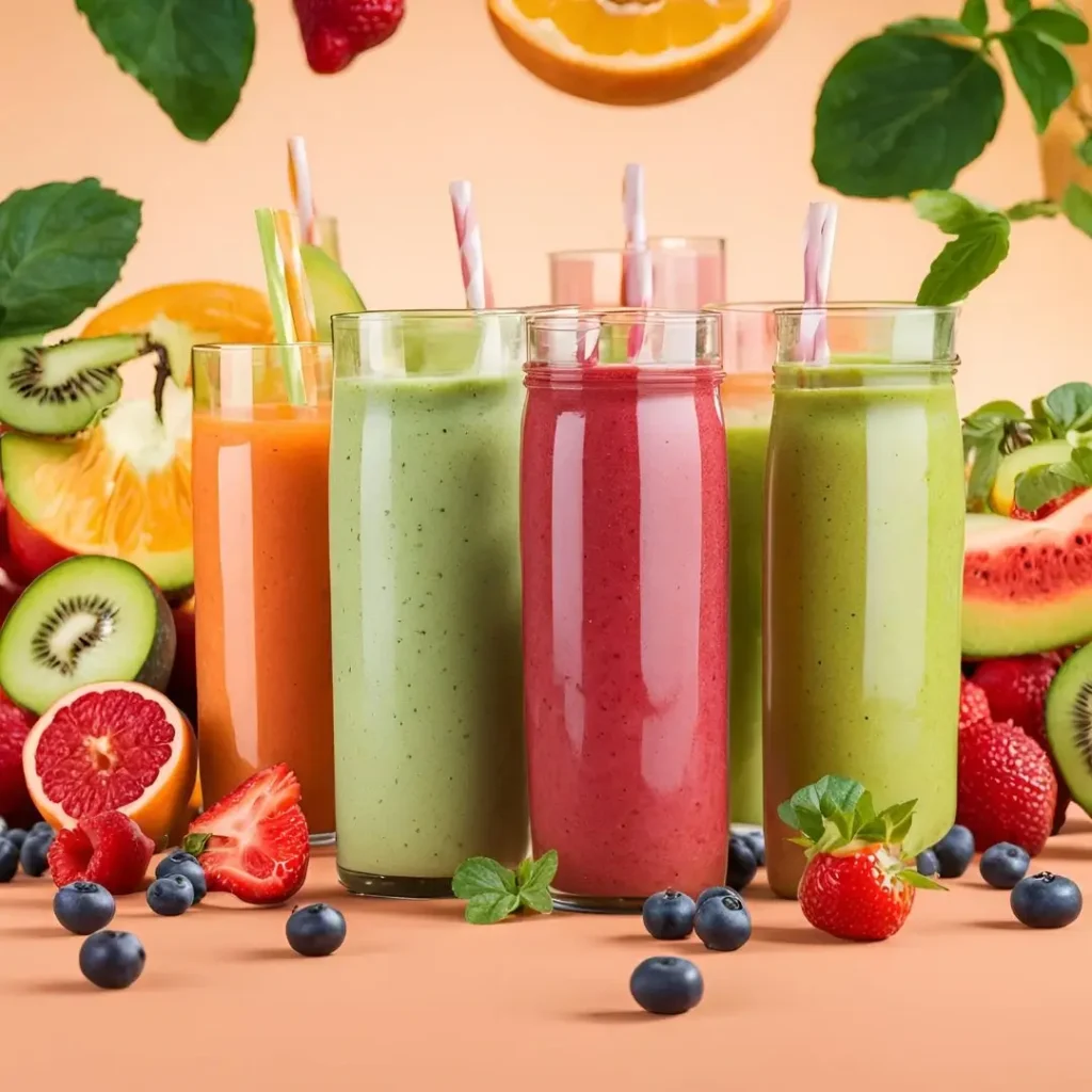 Colorful Smoothie Glass with Fresh Fruits