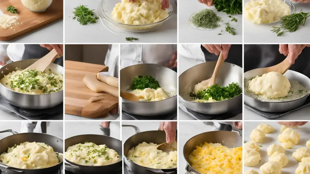 Preparing cheesy potato puffs: adding herbs for extra flavor and deciding between baking or frying for a crispy texture.
Title: Tips for Perfect Cheesy Potato Puffs