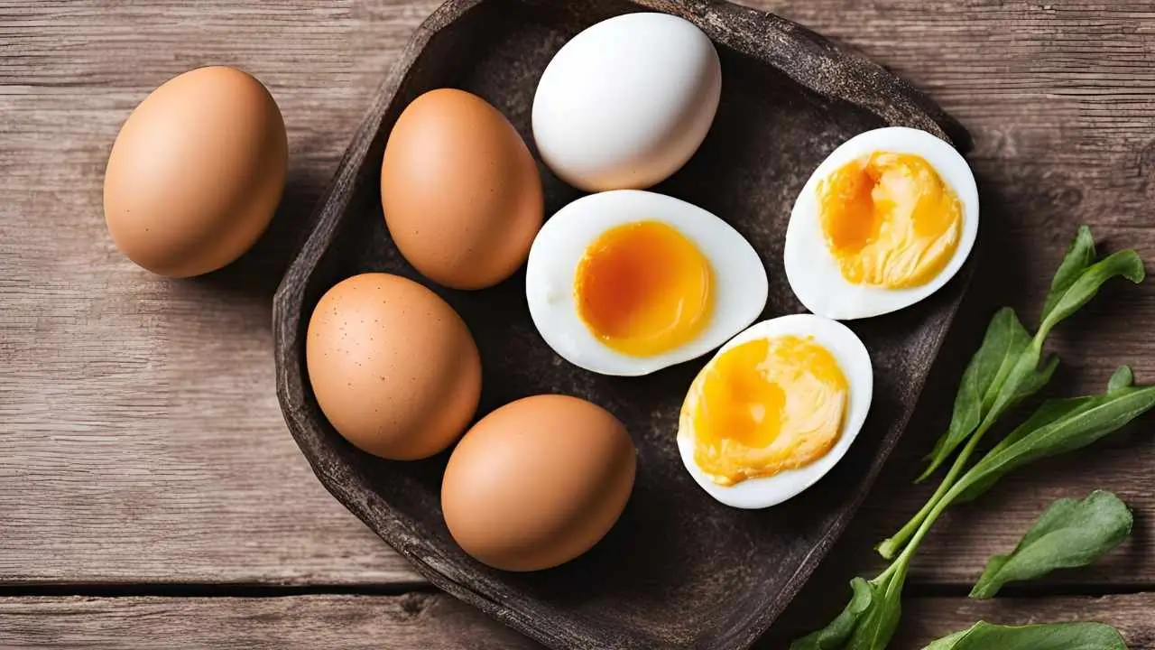 A cracked egg with a golden yolk surrounded by icons for muscle growth, brain health, weight management, and heart support, illustrating the benefits of egg protein.