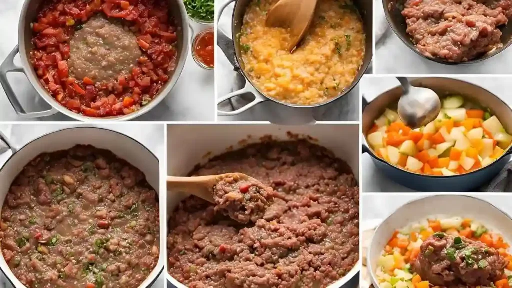 Process of making meatloaf with Lipton Onion Soup Mix, from mixing ingredients to shaping and baking in a loaf pan.