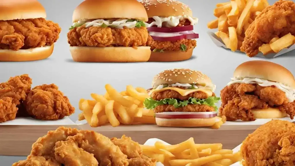 A comparison of Crown Fried Chicken with KFC and Popeyes, featuring fried chicken, sandwiches, and sides.