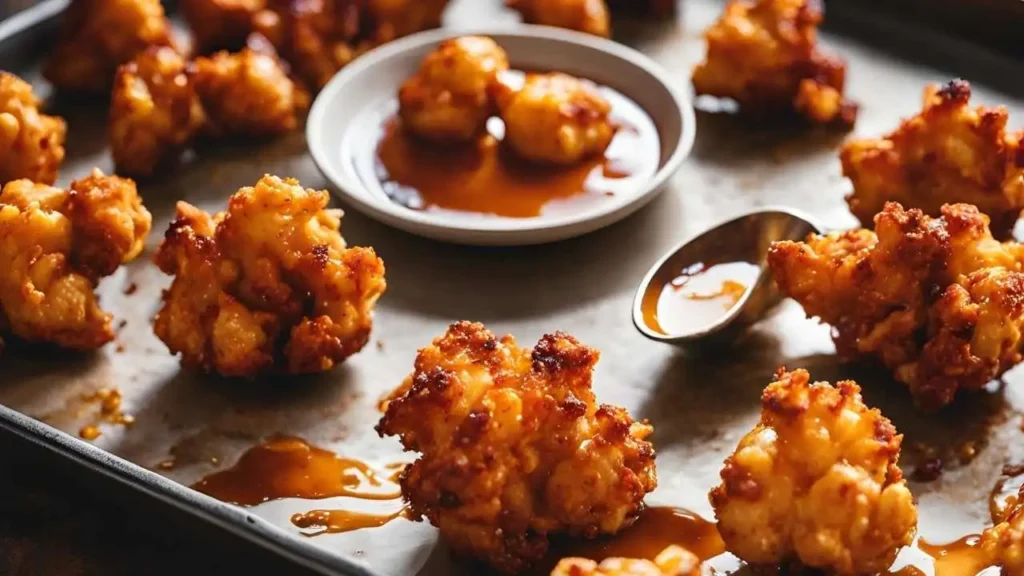 Golden BBQ cauliflower wings on a tray with tips for achieving the perfect texture and flavor.