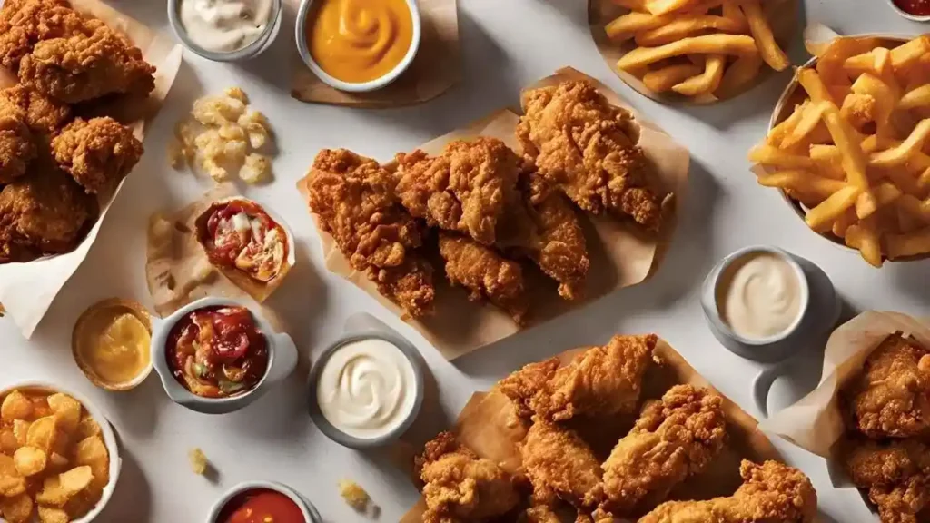 A delicious spread of Crown Fried Chicken dishes, including crispy fried chicken, golden fries, and creamy sides, showcasing why the brand stands out for its quality and flavor.