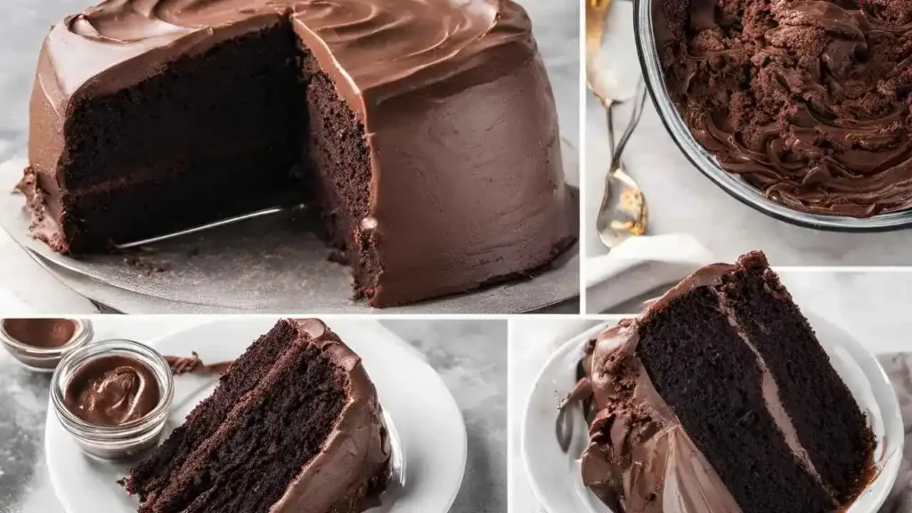 Common mistakes to avoid when making Portillo’s Chocolate Cake, with an image showing perfect frosting and smooth texture.